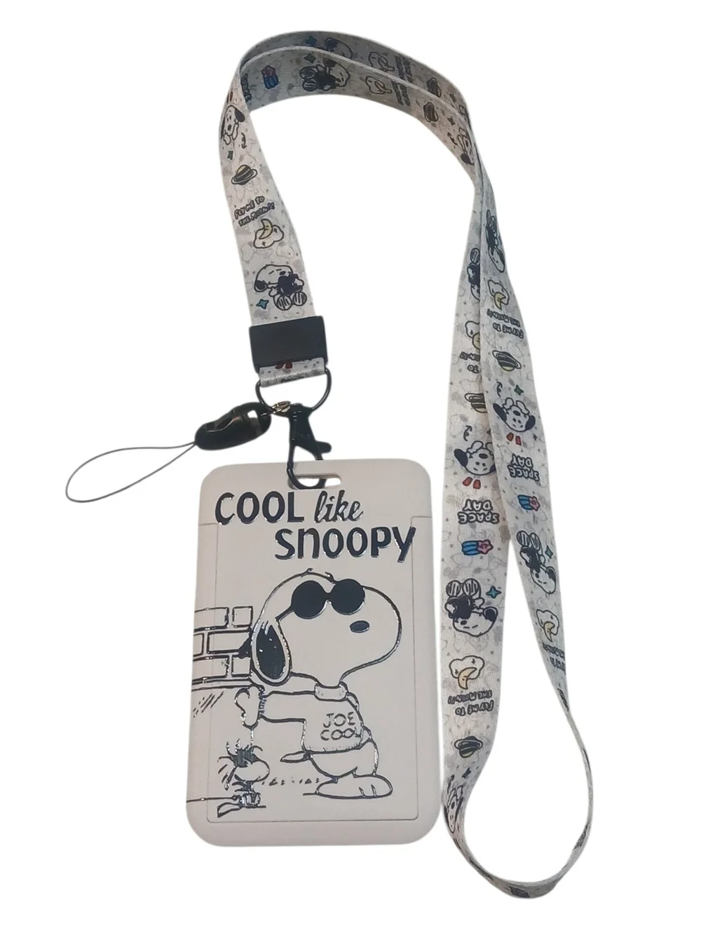 Peanuts - NWT, Joe Cool & Woodstock  Lanyard, Adjustable Strap, See Thru ID hold